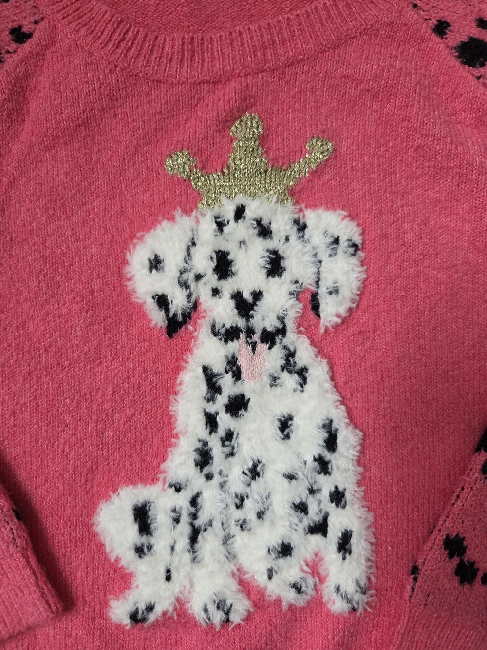 Tucker + Tate Hot Pink Dalmatian Crown Knit Sweater 3T - Picture 3 of 7